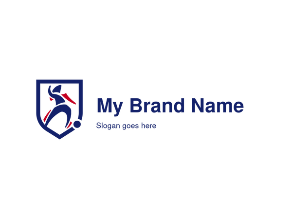 Modern Shield Logo Featuring Abstract Soccer Player Kicking Ball – Ideal for Football Clubs, Leagues, and Youth Training Programs